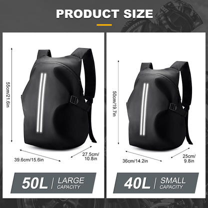 WEPLAN Motorcycle Backpack Men Waterproof Helmet Bag Motorbike Backpacks Helmet Backpack Motorcycle Helmet Women Motorcycle Backpack Men Motorcycle Backpacks Reflective Travel Backpacks Lightweight, Black L