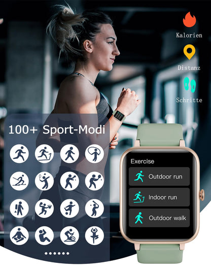 GRV Smartwatch for men and women with phone function, fitness watch with heart rate monitoring, SpO2, pedometer, sleep monitor, multi training modes for iOS Android phone