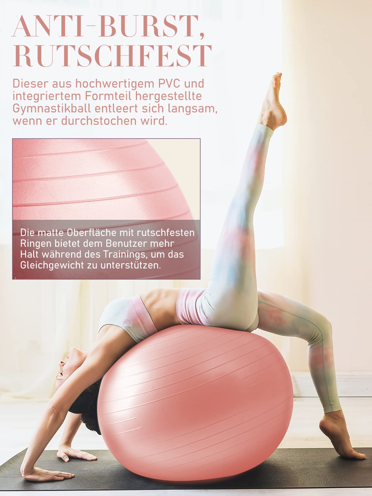 PhysKcal 75cm Pink Thick Gym Ball and 23cm Pilates Ball Set, Anti Burst Gym Ball, Anti-Slip Exercise Ball, Balance Ball, Yoga Ball for Home, Gym, and Office.
