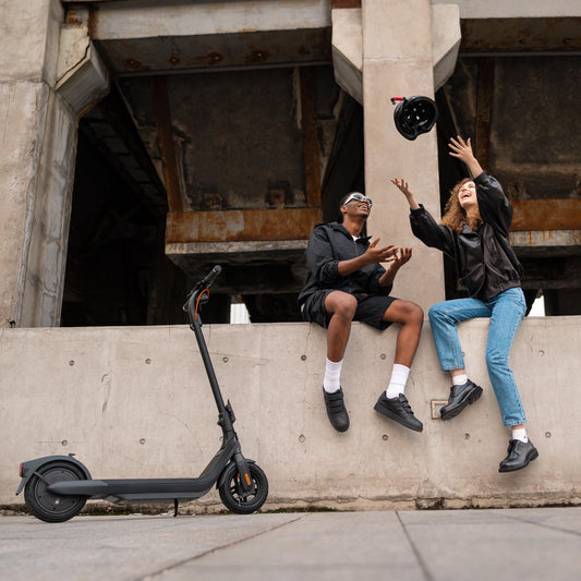 Segway-Ninebot E2 Pro D, street-legal e-scooter for adults, max. 20 km/h speed, 35 km range, anti-slip traction control system.
