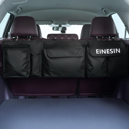 One in-car trunk organizer, car storage bag with Velcro trunk pockets foldable, removable storage modules with built-in cooler (black)