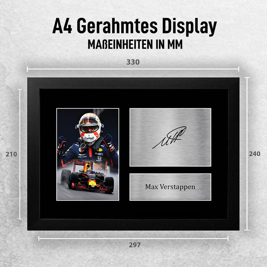 HWC Trading FR A4 Max Verstappen Formula 1 Gifts Printed, Signed Autograph Picture For F1 Formula 1 Racing Fans - A4 Framed
