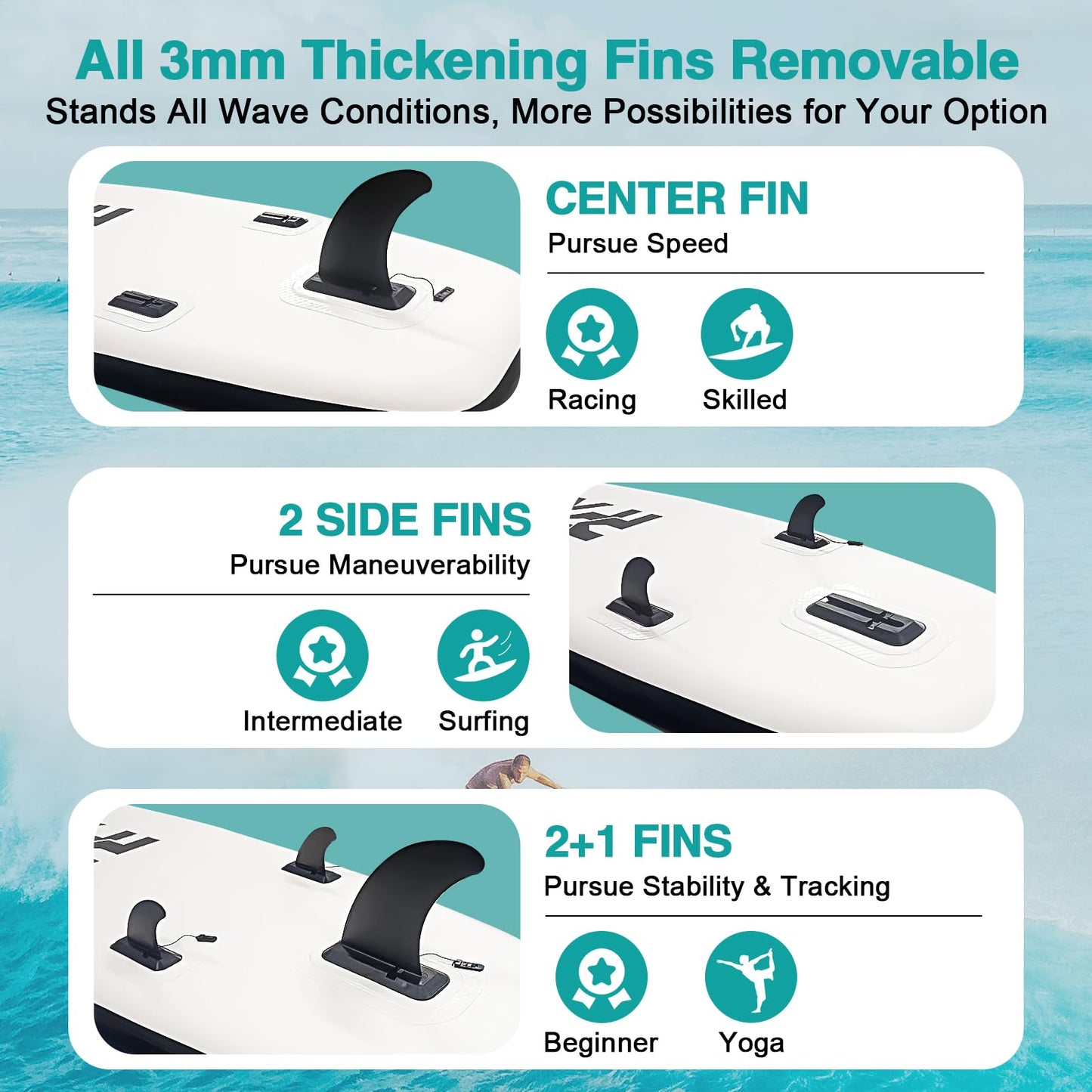 Stand Up Paddle Board with seat, Inflatable SUP Board Surfboard, 440lbs capacity, Paddle board accessory for beginners, adults, kids (Black, 320 x 82 x 15 cm)