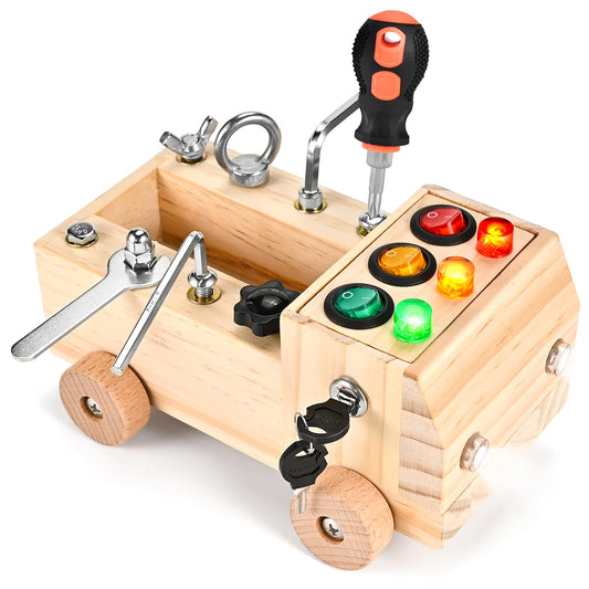 Wooden Montessori Screwdriver Board | Montessori screw board toy for ages 3, 4, 5 | Educational busy board | Motor skills activity board | Wooden toy for toddlers
