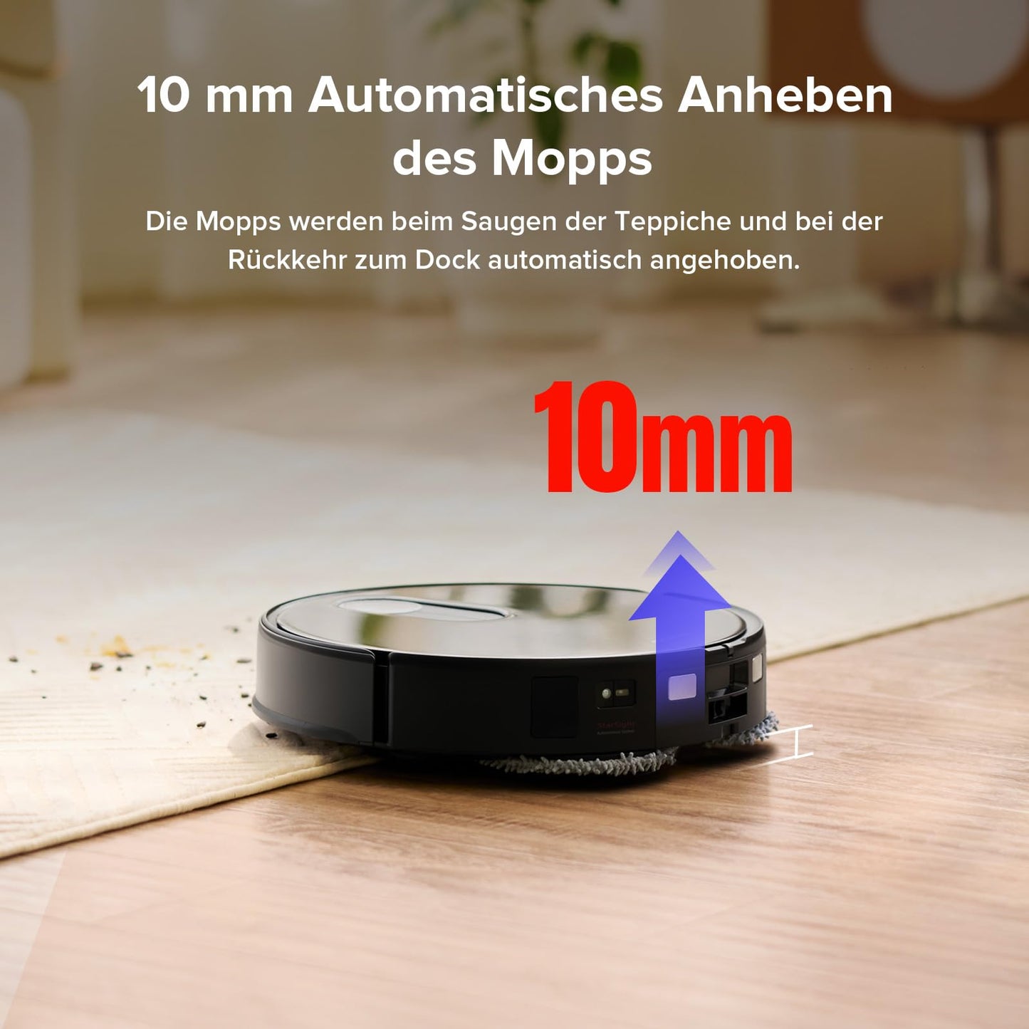 Roborock Qrevo Slim robot vacuum with mopping function - 8.2cm Ultra-Slim Design, StarSight 3D ToF navigation, 11,000Pa HyperForce suction power, 8-in-1 dock, FlexiArm side brush