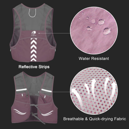 Outplea running vest for women with 2*500ml soft water bottle, ultralight running backpack quick drying, hydration pack reflective vest for jogging, trail running, cycling, pink