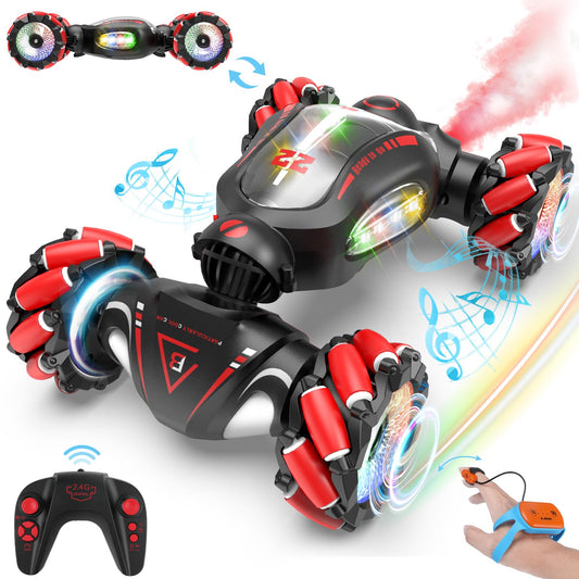 Fosgoit Remote Control Car Toy Christmas Gift Boys Children 6 7 8 9 10 Years 1:18 Remote Control Car with Hand Control Remote Sprayer LED Light Stunt 2.4Ghz 4WD RC Drift Car
