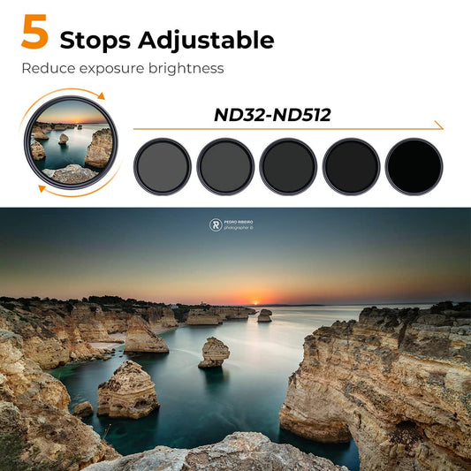 K&F CONCEPT Nano-X Variable Gray Filter 67MM Variable ND Filter ND32-512 (5-9 f-stop)