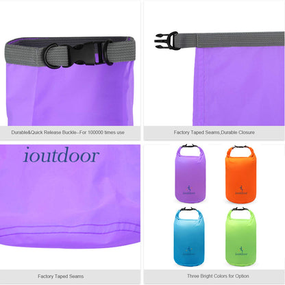 iOutdoor Waterproof Dry Bag, ultralight, 2L, keeps gear dry and clean, for kayaking, hiking, swimming, camping, sailing, boating, fishing (purple)