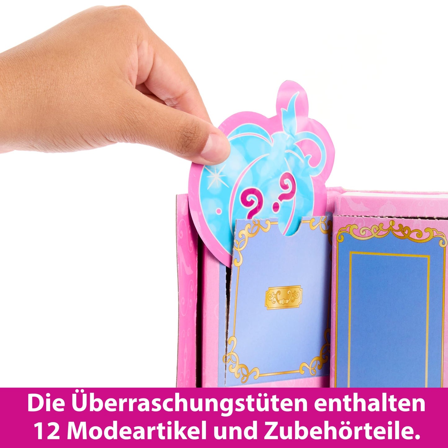 Mattel Disney Princess toy, Cinderella fashion doll with friend figure and 12 secret fashion and accessory pieces, inspired by the Disney film, gifts for kids, JCR96.