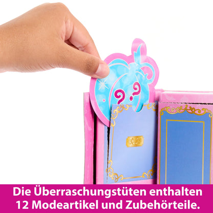 Mattel Disney Princess toy, Cinderella fashion doll with friend figure and 12 secret fashion and accessory pieces, inspired by the Disney film, gifts for kids, JCR96.