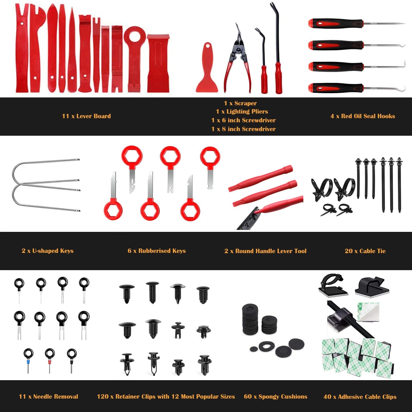 Aohoo Auto Disassembly Tools, 280 Piece Trim Removal Tool Set, for Trim Removal Plastic Pry Tool, Installation and Removal of Car Panel for Dashboard