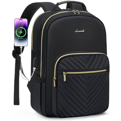 LOVEVOOK Backpack for Women, Large 15.6 Inch Laptop Bag Waterproof School Backpack for Girls Teenagers Daypacks Black, Elegant Backpack Work Bag for School College Travel.