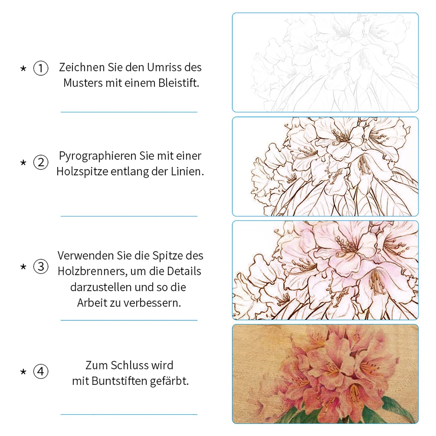 AOZOY Branding Iron Set 113PCS Wood Burning Kit - Soldering Iron Wood 60W Adjustable Woodburner Temperatur 200-450°C Pyrography Pen for Wood DIY Art Welding Sculpture Woodburning