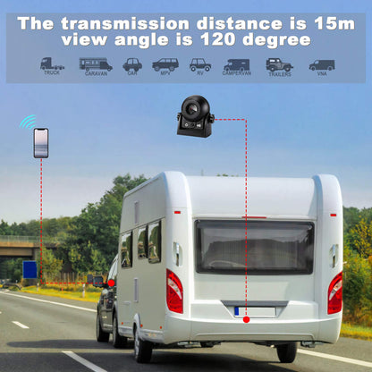 Uzone wireless WiFi rearview camera, magnetic, super night vision/IP68 waterproof. Compatible with Android and iOS for cars, trucks, and trailers.