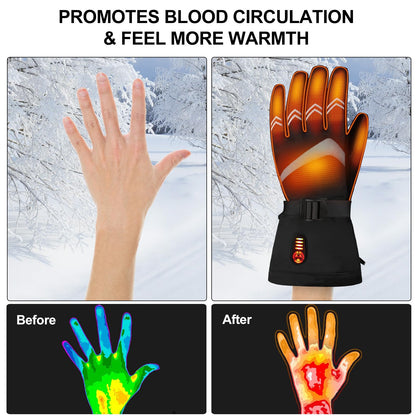 HATMIG Heated Gloves, Electric Heated Gloves Women Men, Rechargeable Heated Gloves Waterproof 5 Heating Levels Ski Gloves-L