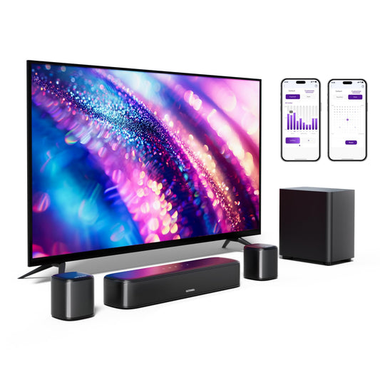 ULTIMEA 5.1 Surround Sound System, soundbar for TV devices with app control, soundbar with subwoofer, 2 surround speakers, home theater sound system with adjustable bass, Bluetooth 5.3, Aura A30