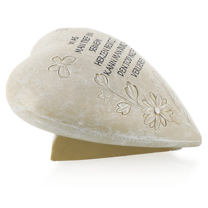 com-four® grave decoration in heart shape - weatherproof grave ornament with butterflies - memorial stone with inscription - adorned memorial stone with remembrance saying
