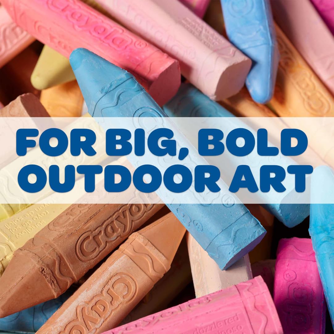 Crayola Washable Outdoor Chalk Collection (130 ct), Bulk Anti-Roll Chalk Sticks for Kids, Classroom Niche Toys, Outdoor Toys and Activities for Kids
