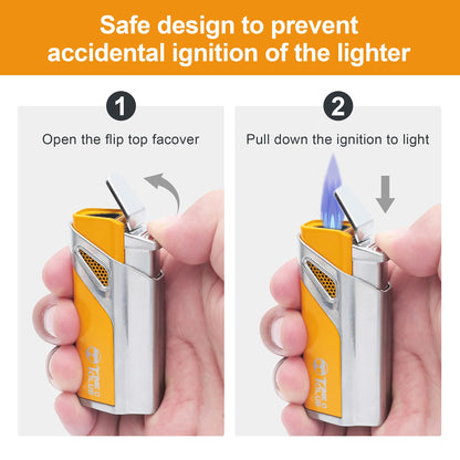 4-finger portable travel leather cigar case, cigar cutter, cigar humidifier with cigar cutter and humidifier, best man gift, birthday gift.