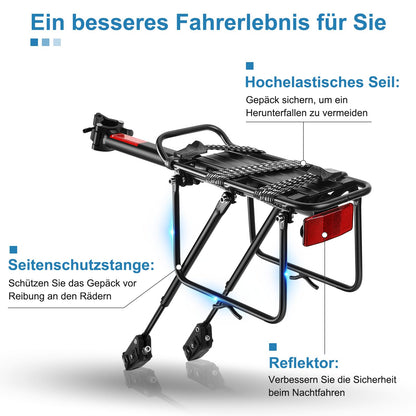 Toptrek bike rack for 24-29 inch bike | Universal aluminum alloy rack, carries at least 50 KG | Rear bike rack for MTB, road bike, ebike, gravel bike