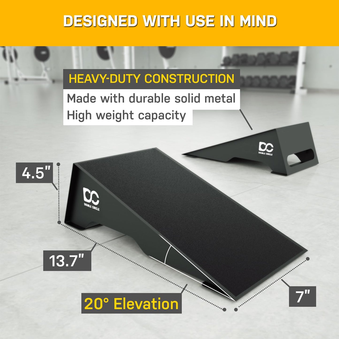 Double Circle Squat Wedge - Professional squat ramp for weightlifting and fitness, squat ramp for elevated heel squats and calf raises (20 Degree Non-Slip)