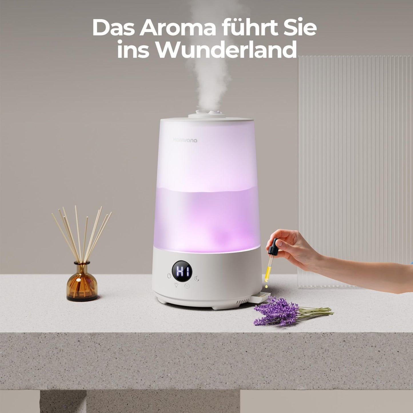 Homvana humidifier bedroom top-fill, 3.6L 360° cool mist 34H long-lasting, quiet 16dB (SilentSpary Tech) small, humidifier small, baby, diffuser nursery, ultrasonic room humidifier (white)