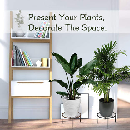 Lewondr Plant Stand, 3 Pack Retro Style Vine Pattern Flower Pot Stands Wrought Iron Flower Pot Holder, Round Decorative Flower Stool Pot Stand for Indoor and Outdoor Areas - Black