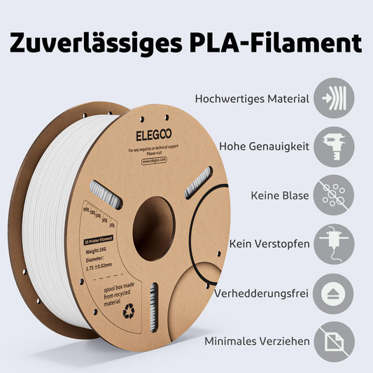ELEGOO PLA Filament 1.75mm Grey 1KG, 3D Printer Filament Accuracy +/- 0.02 mm, 1kg spool (2.2lbs) Filament 3D Printing Materials Compatible with Most 3D Printers.