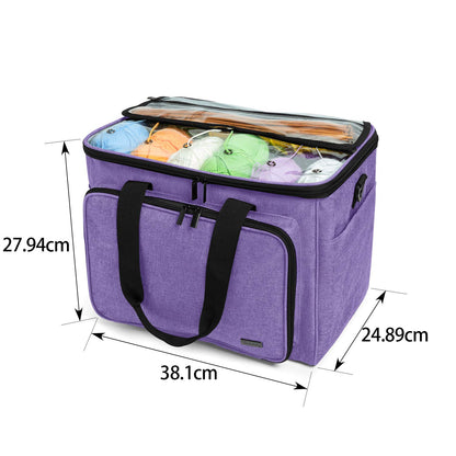 Teamoy yarn storage bag, suitable for knitting, crocheting, yarn, and accessory pouches (accessories not included), purple.