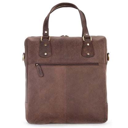 LEABAGS leather handbag for women I premium genuine leather shoulder bag I women's shoulder bag I women's bag I tote bag for work college school leisure I 36 x 37 x 10 cm I dark brown nature