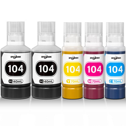 Ink 104 Multipack compatible for Epson 104 ink ET-2820 ET-4800 ET-2870 ET-2810 ET-2862 ET-2826 ET-2856 ET-4810 ET-2811 ET-2812 ET-2814 ET-2815 ET-2821 ET-2710 ET-2711 Printer (2Black, C, M, Yellow)
