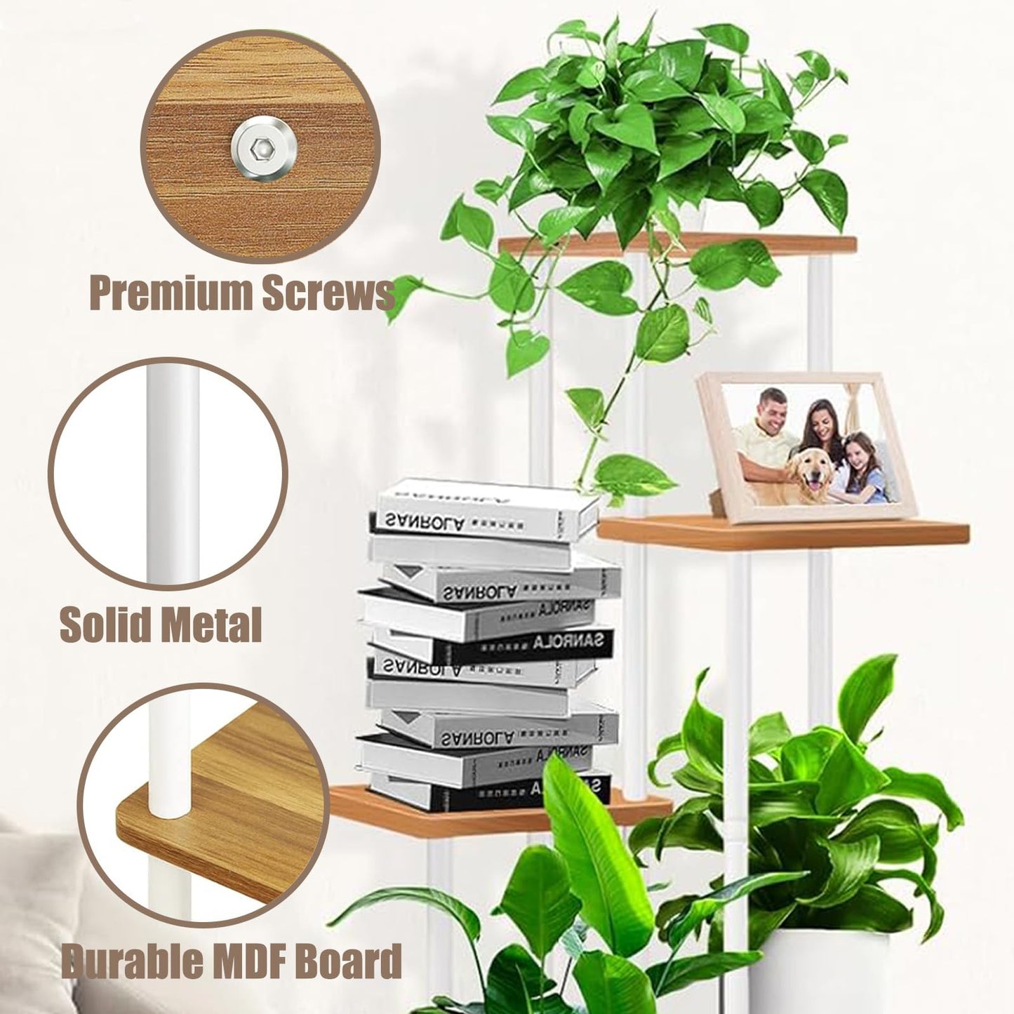 5-tier wooden flower shelf plant stand with optional wheels, multi-layered flower rack plant holder flower bench flower ladder plant ladder shelf for indoor garden balcony decor.