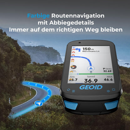 GEOID CC600 GPS bike computer, 2.4-inch color screen, wireless waterproof bike speedometer, route navigation, custom data, multiple languages, WiFi & Bluetooth & ANT+