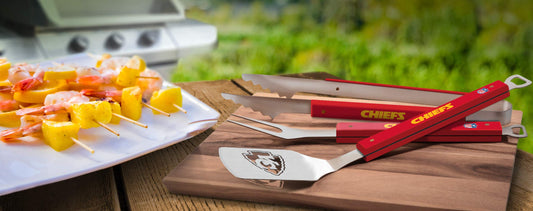 YouTheFan Unisex Kansas City Chiefs Spirit Series 3-piece Grill Set, Stainless Steel, One Size