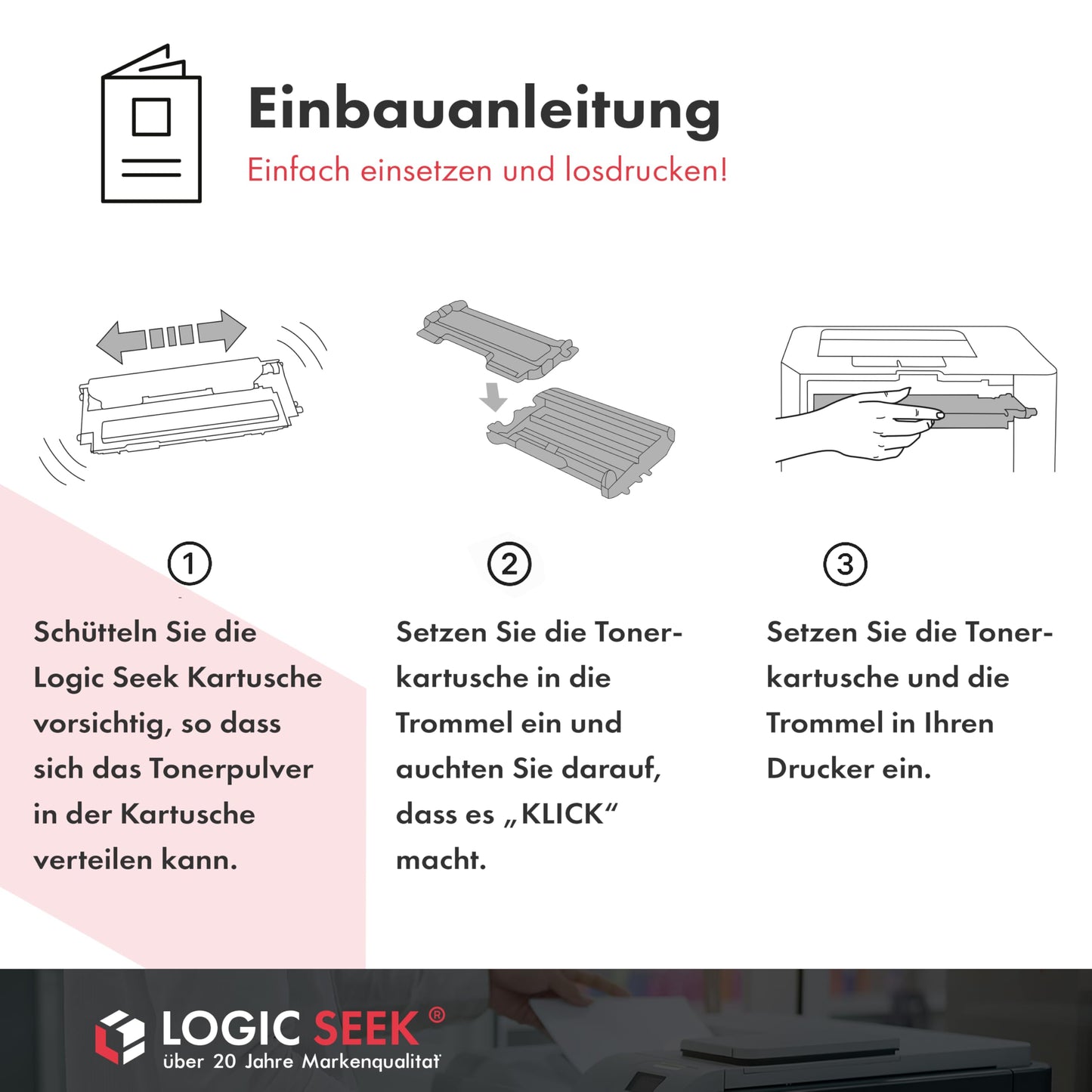 Logic-Seek 2 Toner XL replaces Brother TN2420 TN2410 double pack 2X 3,000 pages for Brother HL-L2350DW HL-L2370DN HL-L2375DW HL-L2310D MFC-L2710DW.