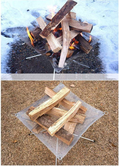 FUUHOMDY Portable outdoor fire pit, 41 cm, camping fire pit, foldable, steel mesh, fire pit for camping, outdoor, patio, backyard, and garden.