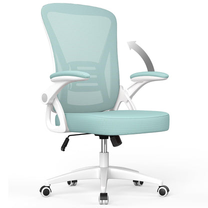 naspaluro office chair with adjustable armrests, ergonomic desk chair with mesh back, lumbar support, height adjustable, padded seat cushion, 360° swivel chair, green