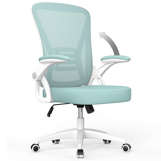 naspaluro office chair with adjustable armrests, ergonomic desk chair with mesh back, lumbar support, height adjustable, padded seat cushion, 360° swivel chair, green