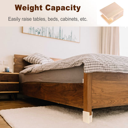 Furniture legs, 10 x 7 x 13.5 cm, groove width 4 cm, wood, table, desk, bed risers, furniture legs, 4 pieces
