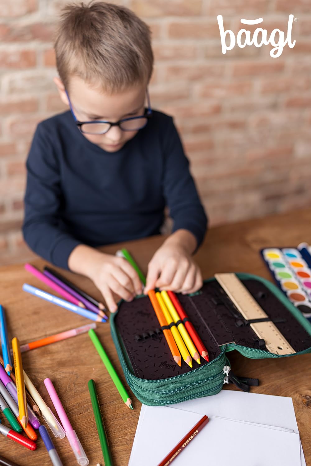 Baagl 3 Compartment Pencil Case for Boys Girls, School Pouch for Stationery, School Supplies Pencil Bag, Boys Pencil Case, Pouch for School (Football Ball)