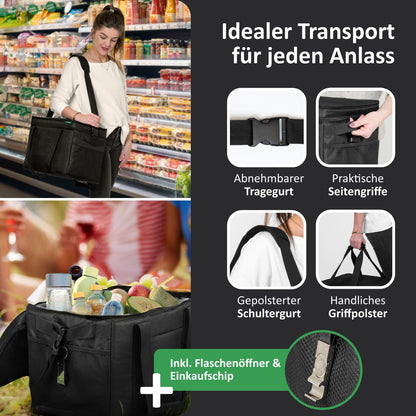Cottara® Cooler Bag 30 l foldable waterproof +12h cooling – 8mm extra strong insulated Cooler Bag large for shopping picnic – Shopping bag, insulated bag, thermal bag, picnic bag