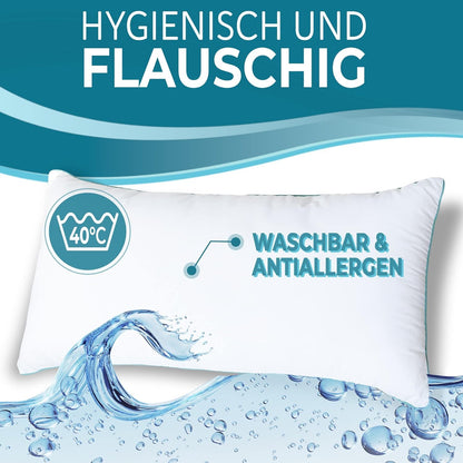 KNERST® 2-piece dream pillow set for snuggling - pillow 80x80 cm for irresistibly soft nights - ergonomic sleep pillow perfect for any sleeping position - cushion, Öko-Tex, Made in Germany.
