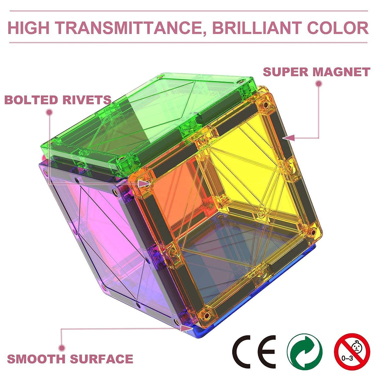 Magblock Magnetic Building Blocks Magnet Toys Magnetic Toy Magnetic Games Children's Toys for Kids Gift Boy Girl 3 4 5 6 7 8 Years Old 70 Pieces