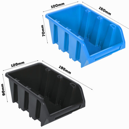 Storage system wall shelf 770 x 780 mm | 58 pcs. box | Stackable bins tipping shelf storage bins | Extra strong wall plates | Expandable shelf | Workshop shelf storage rack workshop wall shelf shelving
