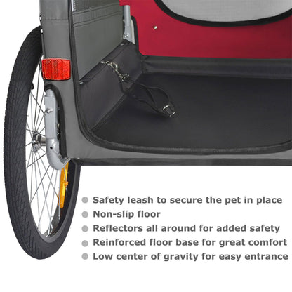 DOGGYHUT® Premium XL Dog Bike Trailer up to 45 kg Bike trailer for dogs Dog trailer for bicycles large dogs 80103 (RED/BLACK)
