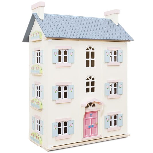 Le Toy Van - Cherry Tree Hall large wooden dollhouse | Wooden dollhouse play set with 4 floors for girls & boys - Suitable for children aged 3 years and above H150
