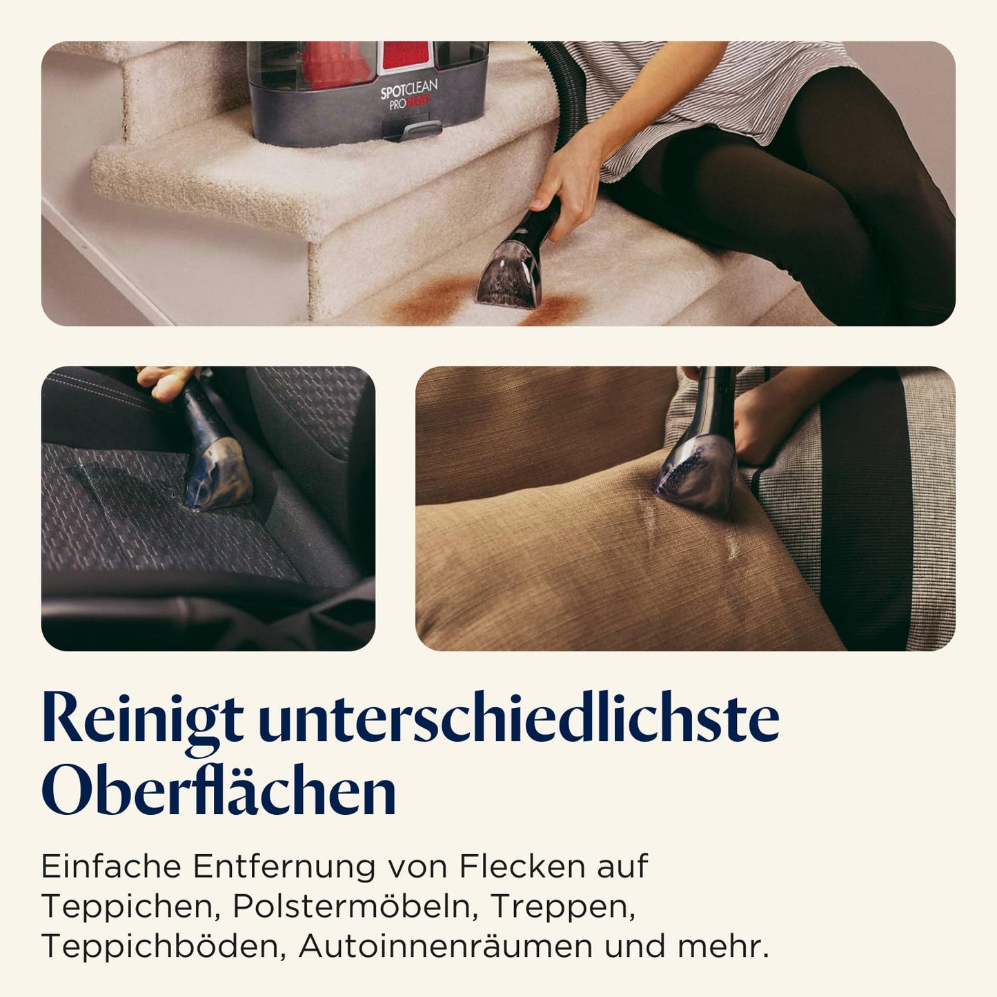 BISSELL SpotClean ProHeat, upholstery cleaner device, carpet cleaner with HeatWave technology, compact carpet cleaner, wet vacuum for carpets, upholstery, car & more, powerful 330W motor, 36988