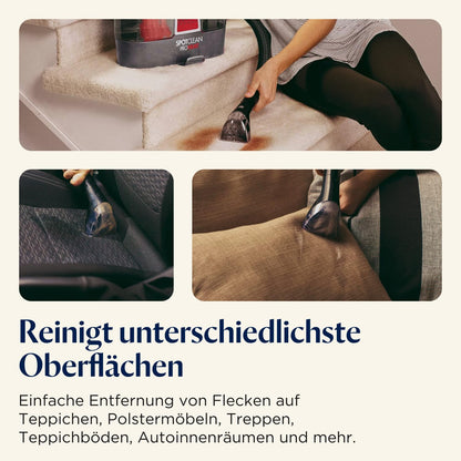 BISSELL SpotClean ProHeat, upholstery cleaner device, carpet cleaner with HeatWave technology, compact carpet cleaner, wet vacuum for carpets, upholstery, car & more, powerful 330W motor, 36988