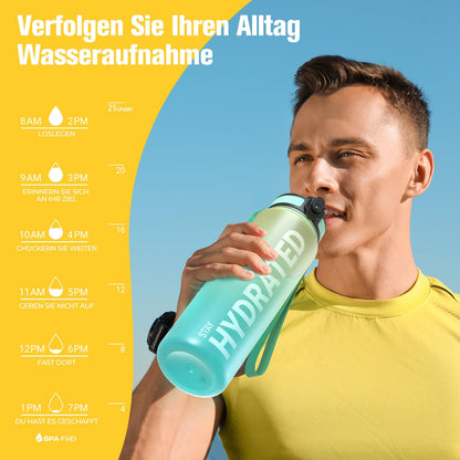 Sahara Sailor Water Bottle, Sports Water Bottle, BPA-free Tritan, 1L/500ML/750ML Leak-proof Sports Bottle for Bike, Camping, Yoga, Gym (1 Bottle)